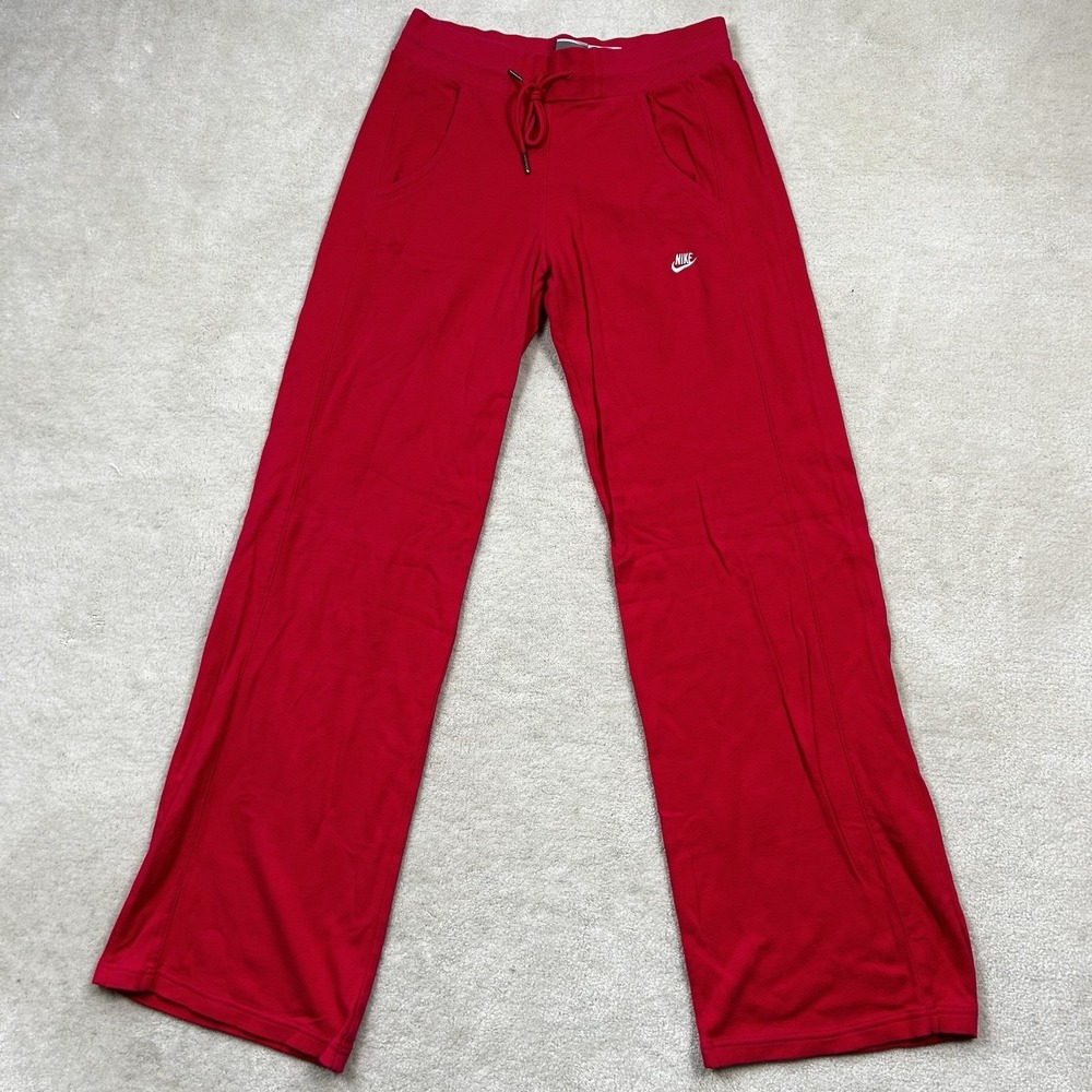 Vintage Y2K Nike Flare Leg Sweatpants Women's Medium Drawstring Red
